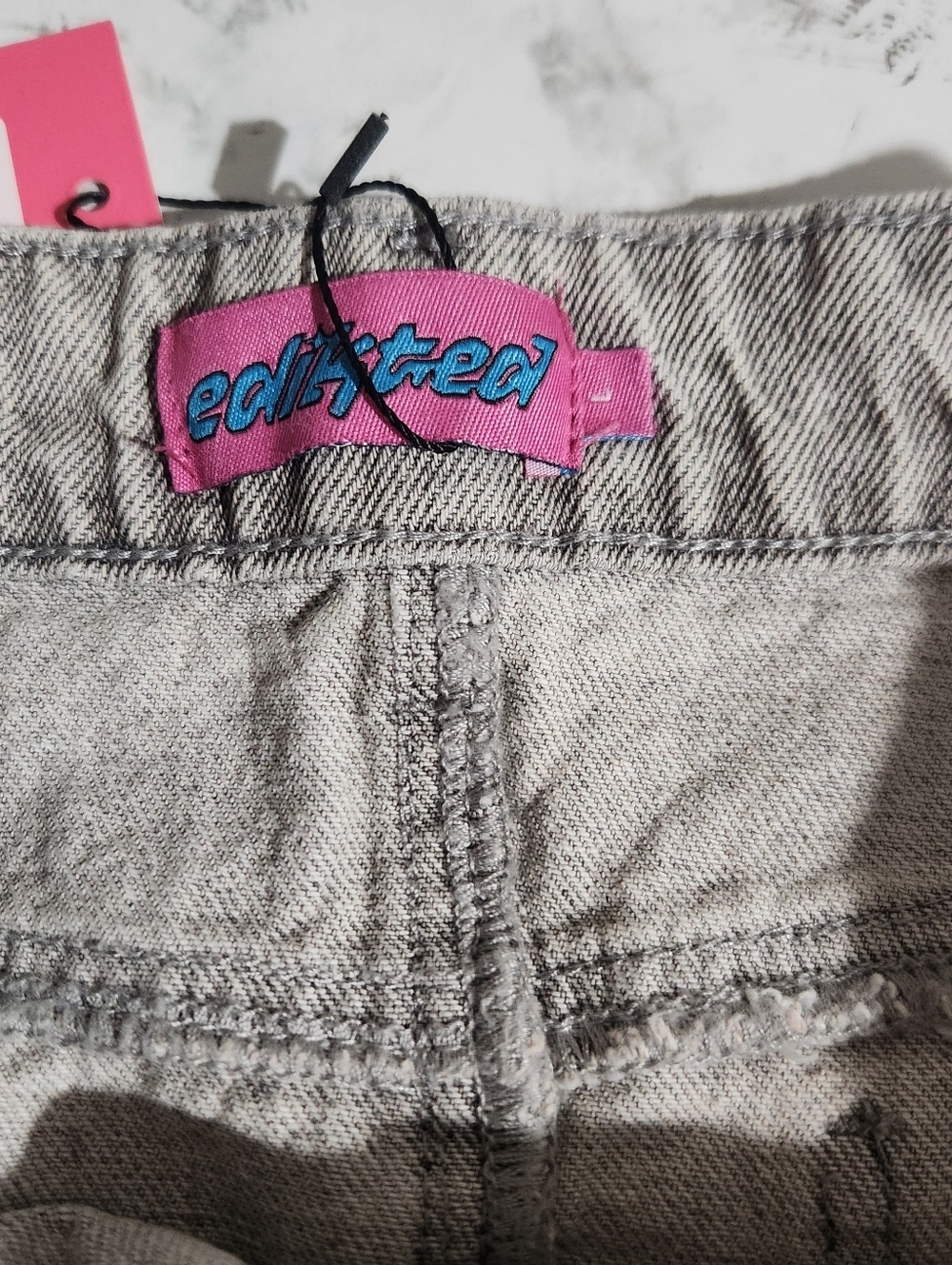 NWT Edikted Denim Mini Skirt Size L grey Denim - Picture 6 of 6